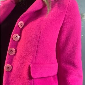 Express bright pink short jacket Size Petite textured feeling so soft, button up